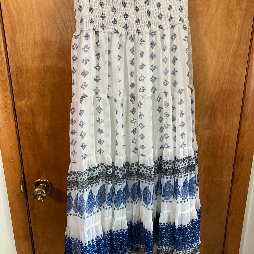 NWOT Westport 1962 LG white & blue maxi skirt